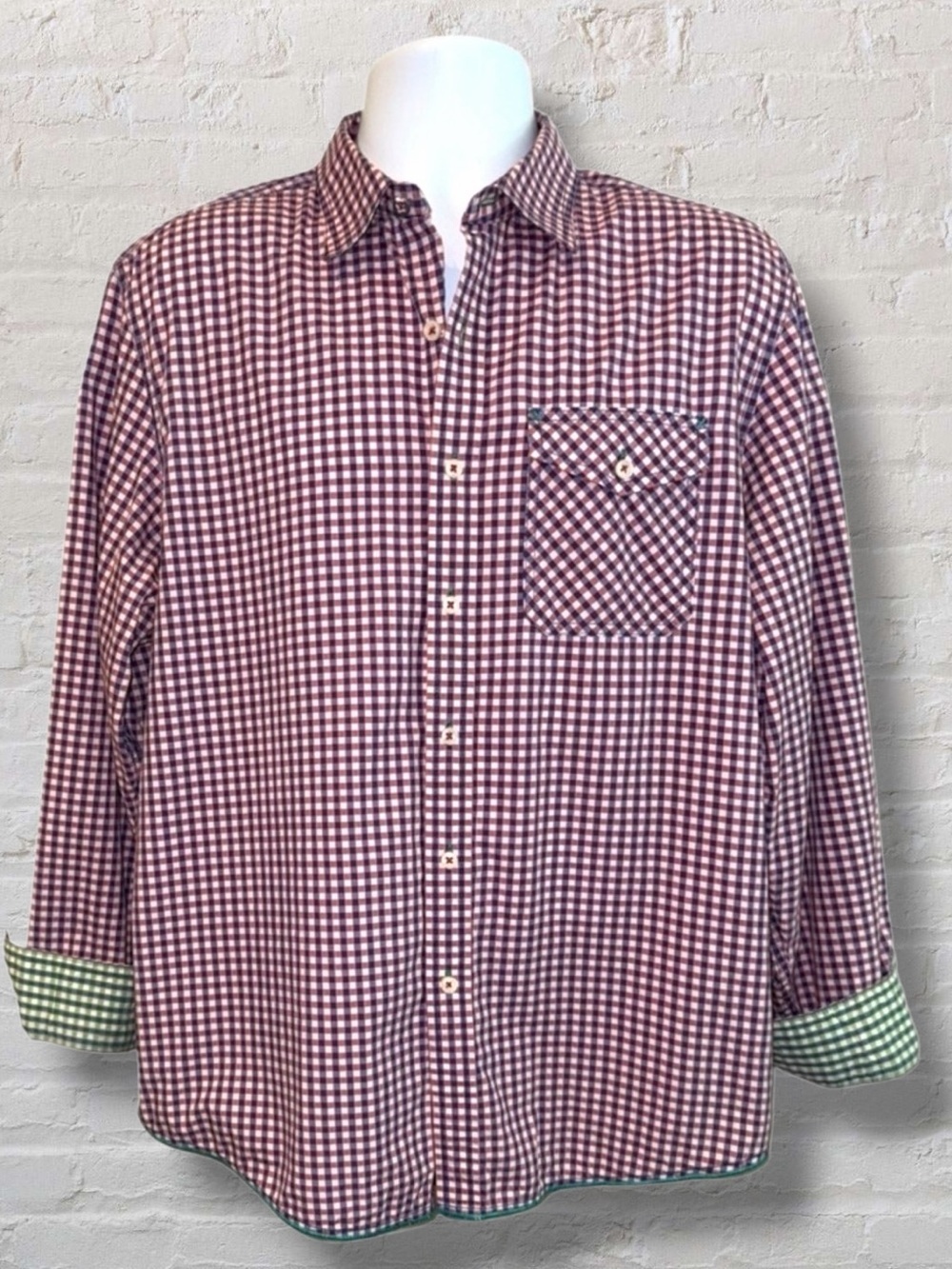 Tommy Bahama Gingham Button-Up Shirt Men’s Large Vintage-Inspired